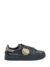 Versace Jeans Couture Black Leather Sneakers In Blue