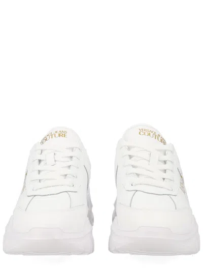 Versace Jeans Couture Sneaker In Pelle Con Logo In White