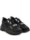 Versace Jeans Couture Logo-plaque Mesh Sneakers In Black