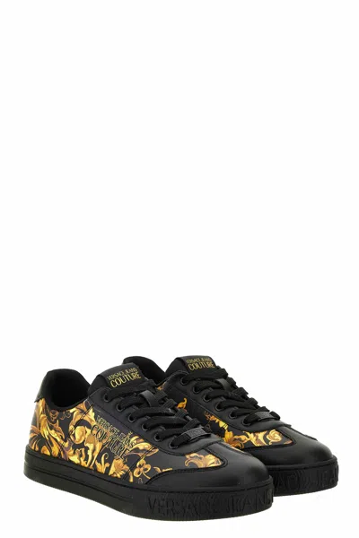 Versace Jeans Couture Baroque-print Sneakers In Black