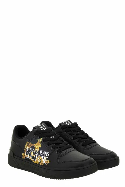 Versace Jeans Couture Logo-print Trainers In Black