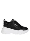 Versace Jeans Couture Thick Sole Sneakers With Perforated Toe Box In Black