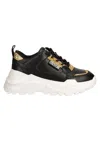Versace Jeans Couture Logo-patch Glitter-detailing Sneakers In Nero