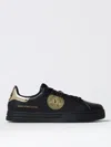 Versace Jeans Couture Black Leather Sneakers In Blue