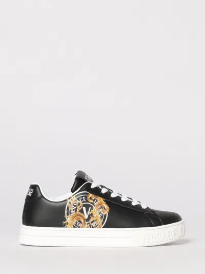 Versace Jeans Couture Stylish Leather Sneakers For Women In Black