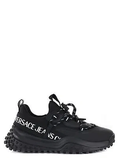 Pre-owned Versace Jeans Couture Sneakers With Eco-leather Print In Nero/bianco