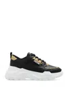 Versace Jeans Couture Logo-patch Glitter-detailing Sneakers In Black