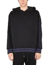 Versace Jeans Couture Solid Black Hoodie With Drawstring In Black