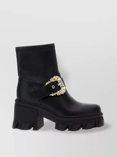 Versace Jeans Couture 'sophie' Block Heel Ankle Boots In Black