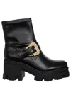 Versace Jeans Couture 75mm Decorative-buckle Boots In Black