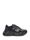 Versace Jeans Couture Chain-link Print Leather Sneakers In Black/white