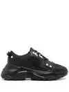 Versace Jeans Couture Logo-print Panelled Leather Sneakers In 899 Black