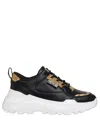 Versace Jeans Couture Logo-patch Glitter-detailing Sneakers In Black