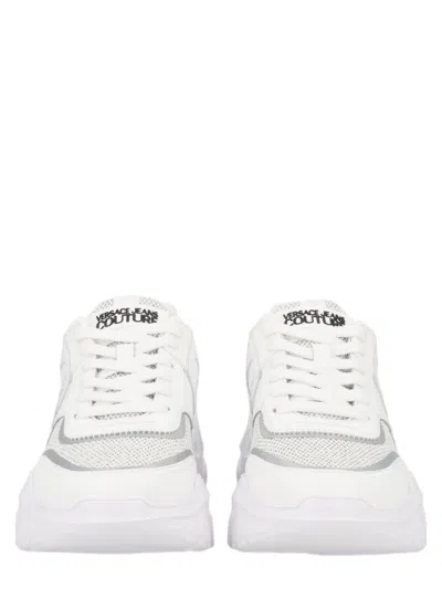 Versace Jeans Couture Speedtrack Sporty Holographic Logo Sneakers In White