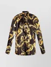 Versace Jeans Couture Spike Print Baroque Satin Shirt In Brown