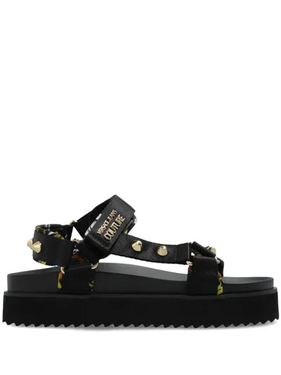Versace Jeans Couture Spike-studded Sandals In 黑色