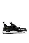 Versace Jeans Couture Dynamic Logo-print Sneakers In Black
