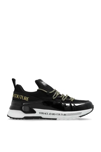 Versace Jeans Couture Dynamic Logo-print Sneakers In Black