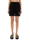Shop Versace Jeans Couture Sports Shorts "v-emblem" In Black