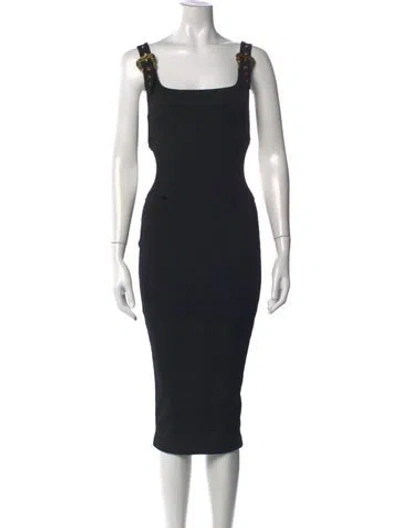 Pre-owned Versace Jeans Couture Square Neckline Knee-length Dress In Black
