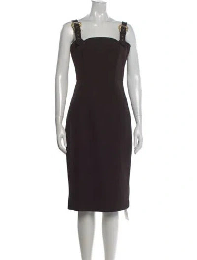 Pre-owned Versace Jeans Couture Square Neckline Knee-length Dress In Brown