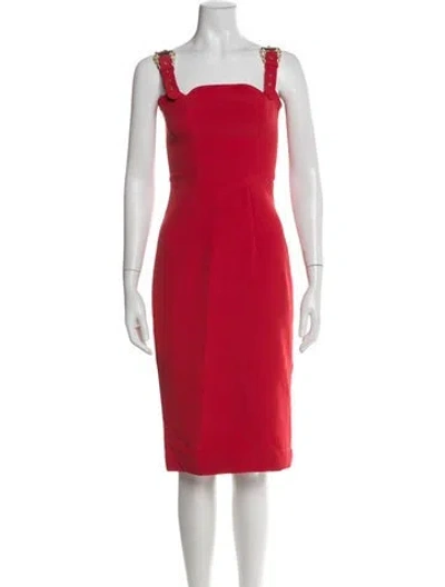 Pre-owned Versace Jeans Couture Square Neckline Knee-length Dress W/ Tags In Red