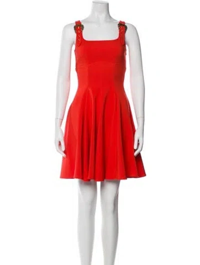 Pre-owned Versace Jeans Couture Square Neckline Mini Dress In Orange