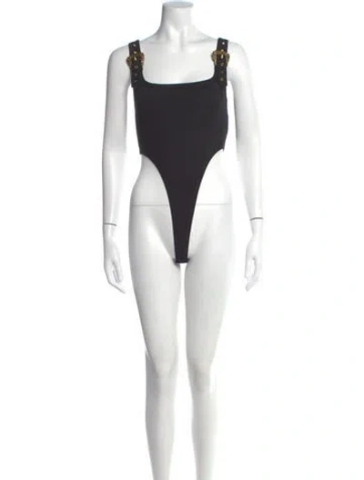Pre-owned Versace Jeans Couture Square Neckline Sleeveless Bodysuit In White
