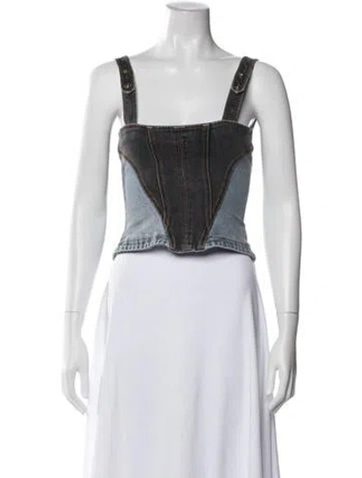 Pre-owned Versace Jeans Couture Square Neckline Sleeveless Crop Top In White