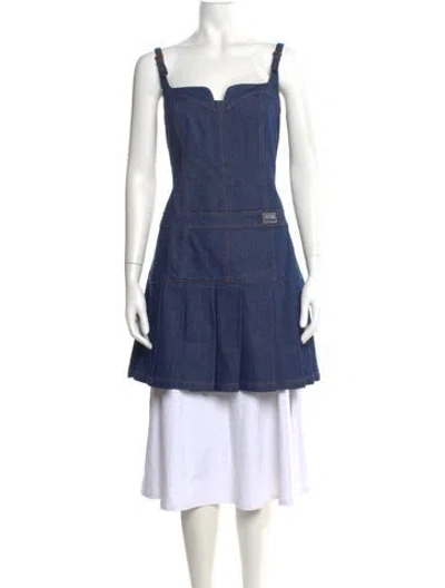 Pre-owned Versace Jeans Couture Square Neckline Sleeveless Top In Blue