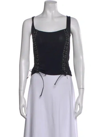 Pre-owned Versace Jeans Couture Square Neckline Sleeveless Top In White
