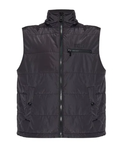 Versace Jeans Couture Stand Up Collar Down Vest In Black