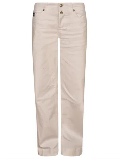 Versace Jeans Couture Straight Leg 5 Pockets Jeans In Bianco