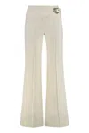 Versace Jeans Couture Off-white Baroque Buckle Trousers In White