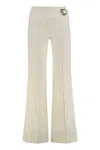 Versace Jeans Couture Off-white Baroque Buckle Trousers In White