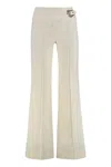 Versace Jeans Couture Off-white Baroque Buckle Trousers In White