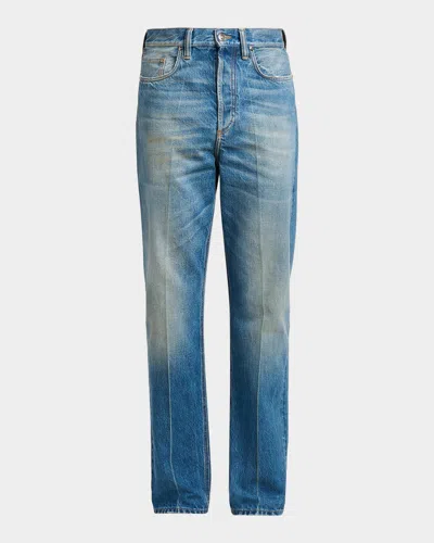 Versace Jeans Couture Straight-leg Stone-washed Jeans In Medium Blu