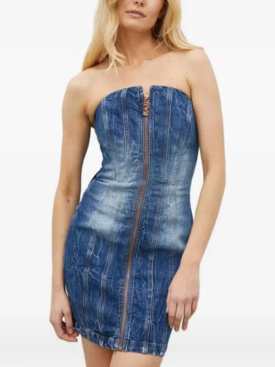 Versace Jeans Couture Strapless Mini Dress In Blue