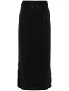 Versace Jeans Couture Black Midi Skirt With Logo Waistband In Black