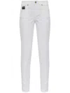 Versace Jeans Couture Logo-embroidered Skinny Trousers In Weiss