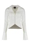 Versace Jeans Couture Cotton Shirt With Collar And Ruched Front In White