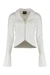 Versace Jeans Couture Cotton Shirt With Collar And Ruched Front In White