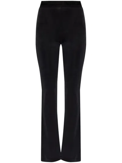 Versace Jeans Couture Stretch Flared Trousers In Black