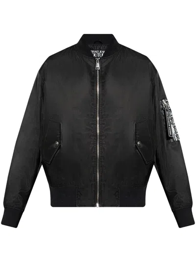Versace Jeans Couture Striped Bomber Jacket In Black