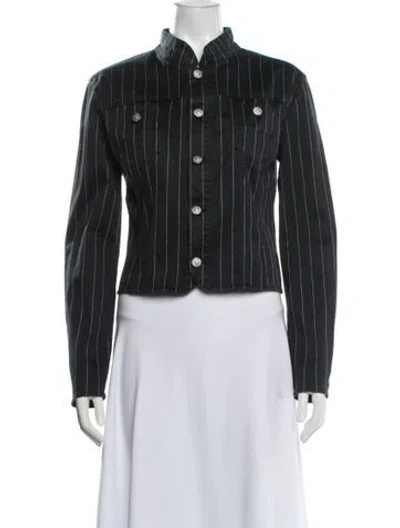 Pre-owned Versace Jeans Couture Striped Denim Jacket In Blue