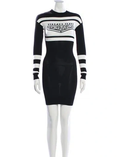 Pre-owned Versace Jeans Couture Striped Mini Dress In Blue