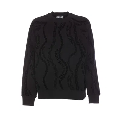 Versace Jeans Couture Stripes Relaxed Fit Sweatshirt In Black
