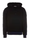 Versace Jeans Couture Solid Black Hoodie With Drawstring In Black
