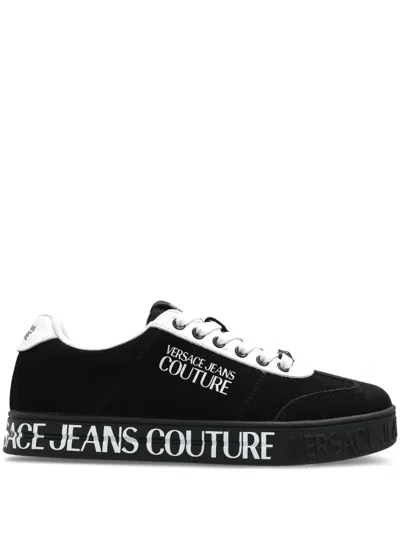 Versace Jeans Couture Suede Trainers In Black