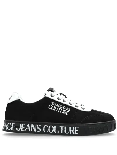Versace Jeans Couture Suede Trainers In Black